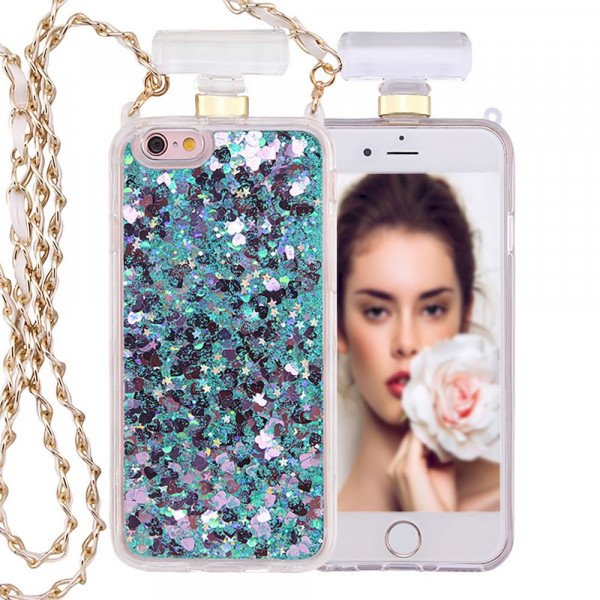 Wholesale iPhone 6S Plus / 6 Plus 5.5 Perfume Bottle Glitter Shake Star Dust Necklace Case (Green)